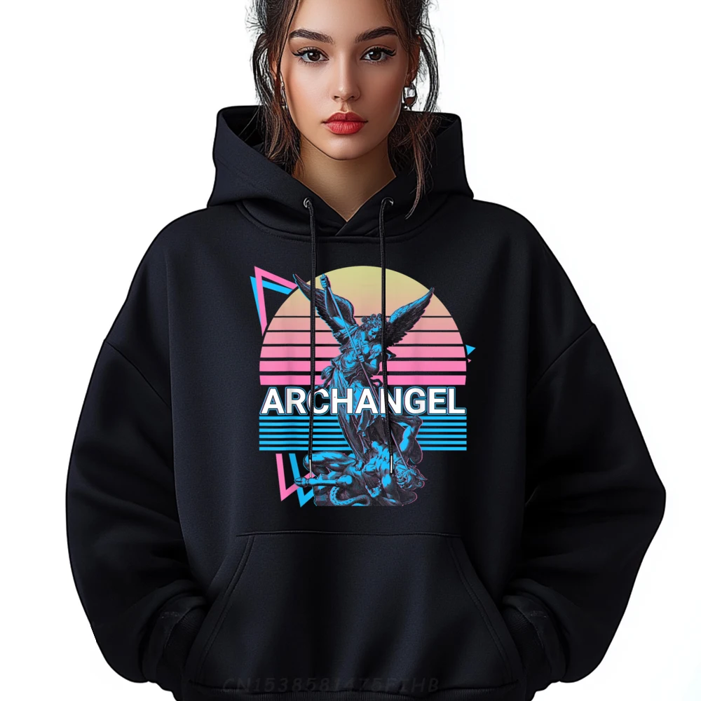 

Archangel Michael Saint Michael Retro Mens Cute Slogan Sweatshirt Crew Neck Printed Hoodies Funny Long Sleeve Coats