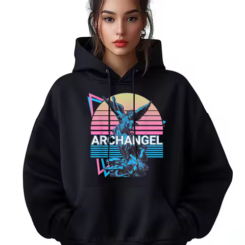 Archangel Michael Saint Michael Retro Mens Cute Slogan Sweatshirt Crew Neck Printed Hoodies Funny Long Sleeve Coats