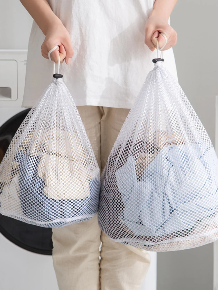 Sac à linge à cordon de serrage, grande capacité, 4 tailles, maille Fine, sac de lavage en maille grossière pour vêtements, couvertures en jean, filet de lavage Durable, 1 pièce