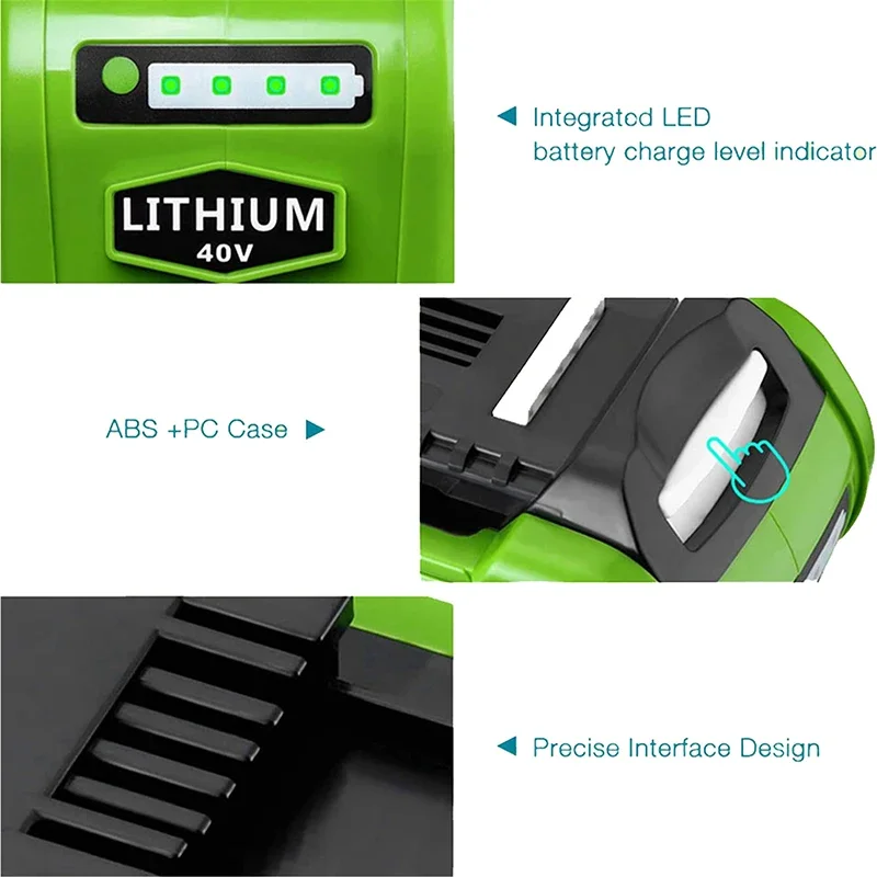 Replacement Battery for GreenWorks 29462 29472 40V 6.0Ah Tools Lithium-ion Rechargeable Battery 22272 G-MAX GMAX Creabest