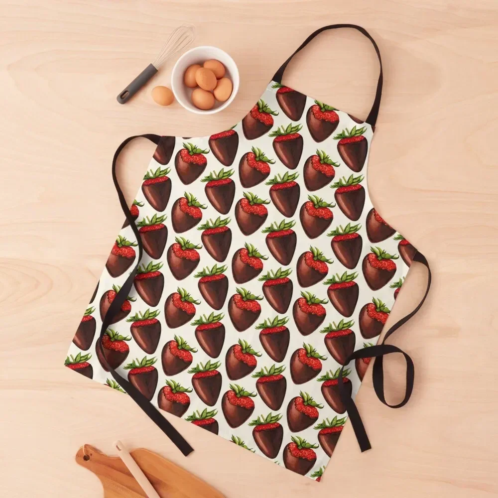 

Chocolate Covered Strawberry Pattern - White Apron Chef Uniform Woman japanese style Apron