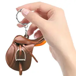 Horse Saddle Ornament Riding Horse Keychain Flat Acrylic Horse Lover Saddle Cowboy Cowgirl Car Rear View Mirror Accessories Car