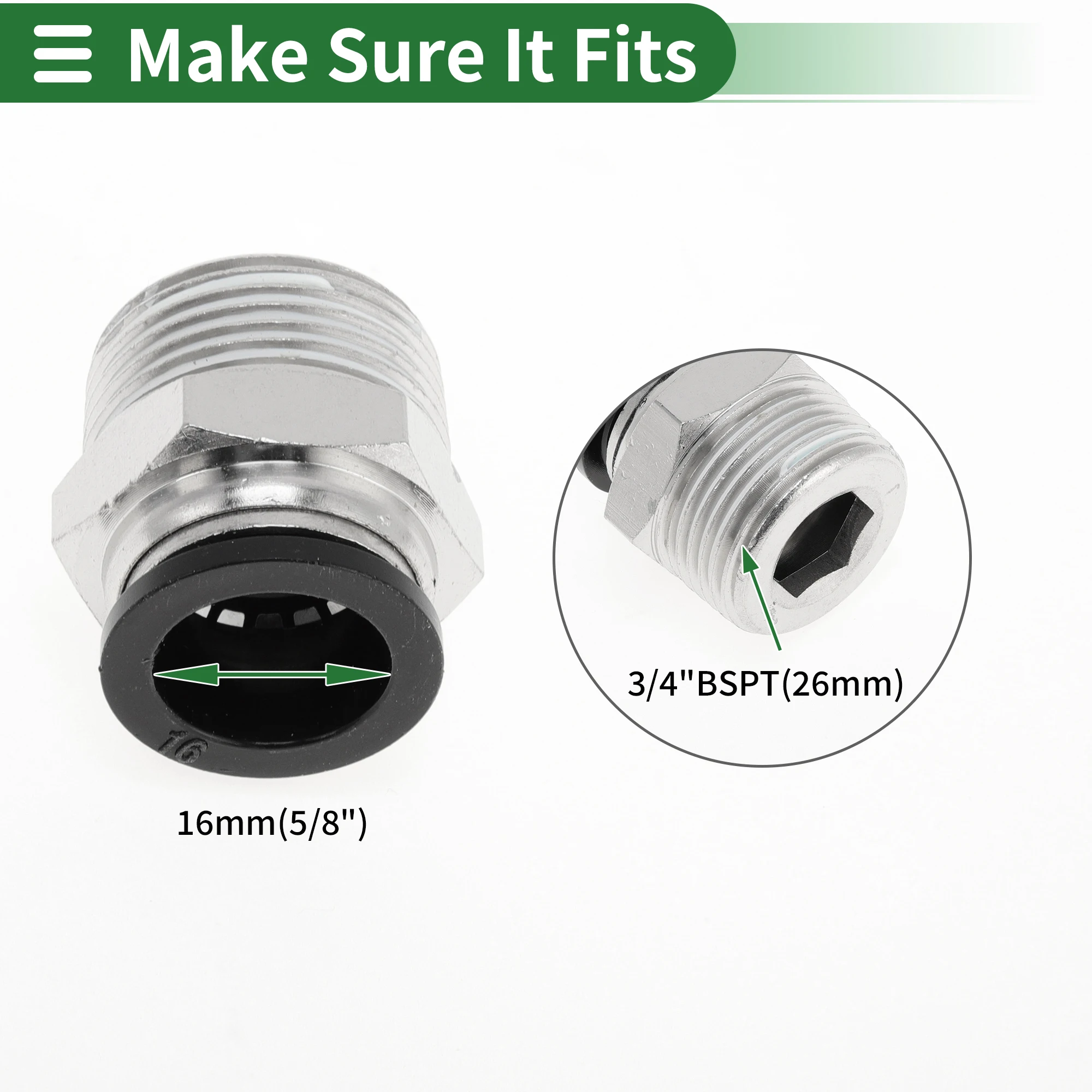 

UXCELL Push to Connect Воздушные фитинги 5/8 "наружная резьба Воздушная линия Быстрый соединитель Пластик Металл 3/4 "BSPT 10 шт. Черный