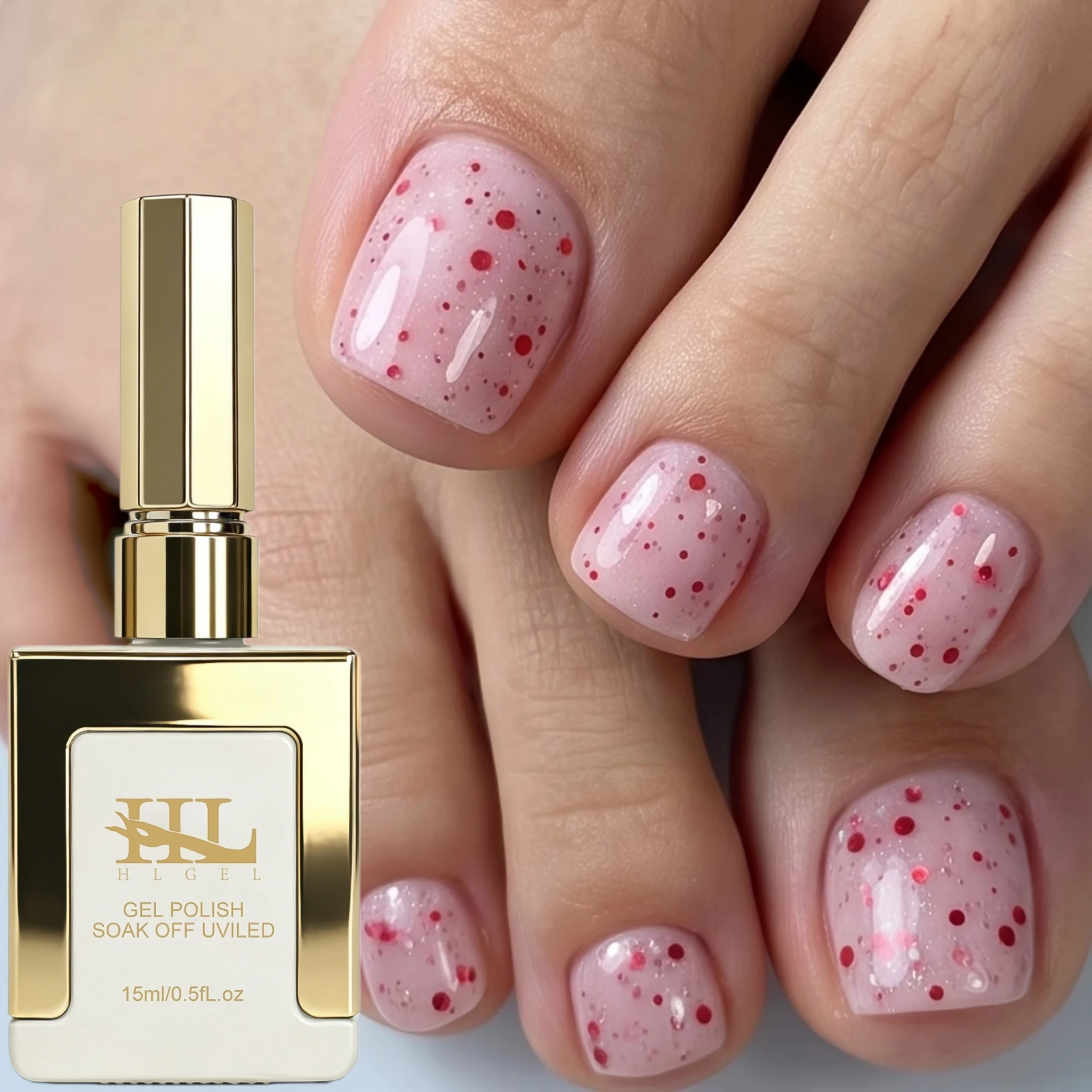 Glitter Pink Gel Polish, 15ML Glitter Diamond Gel | Fairy Kisses Hot Pink Nails Soak Off Sparkle Pink Polish Uv Nail Lamp Nails
