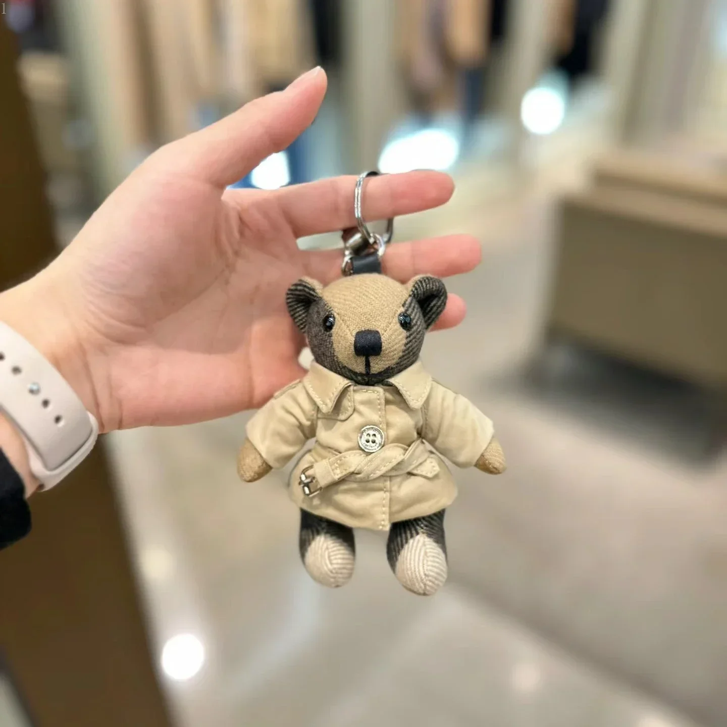 Coats Thomas Bear Pendant Home Car Decoration Classic Check Dress Bear Bag Key Pendant Cashmere Old Money Doll Gift with Box