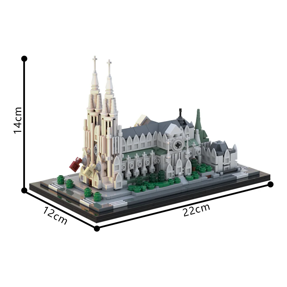 MOC St. Patricks Kathedraal 1:800 Bouwstenen Model Beroemde Europese Stijl Architectuur Bricks Gemonteerd Speelgoed voor Kinderen Gift