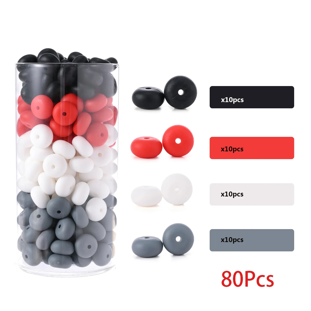 80 sztuk/zestaw Silikonowe Koraliki Dystansowe do Tworzenia Ozdób DIY Akcesoria do Karmienia Niemowląt Naszyjnik Łańcuszek do Smoczka Gryzak Bez BPA