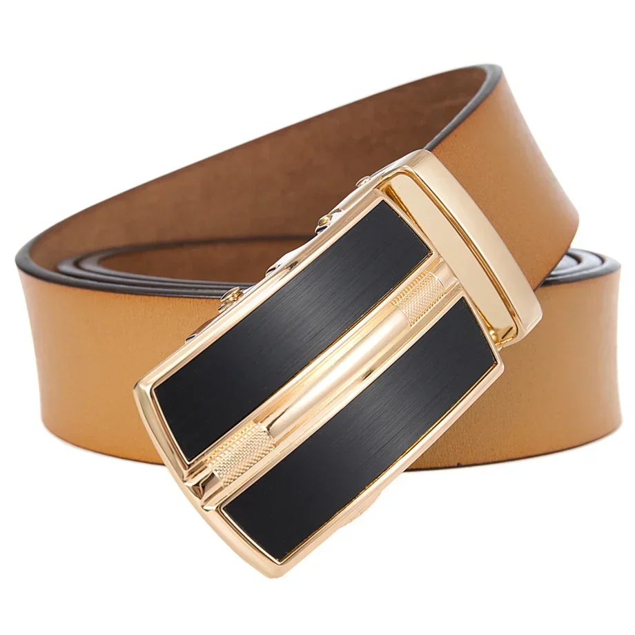 2026 Retro Leather Belt Men Automatic Buckle Designer Belts Men High Quality Luxury Yellow Brown Ceinture Homme Luxe Marque B961