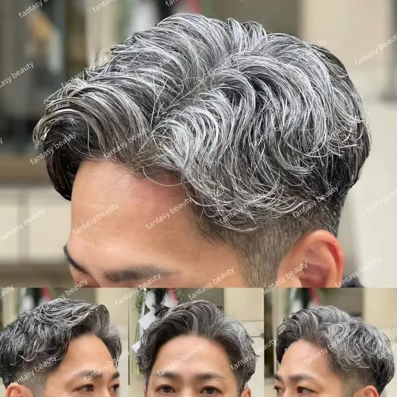 

Самый прочный парик-накладка из натуральных волос 1B65, 5 дюймов, серый, 0.12 мм, с волнистыми прядями 30 мм, для мужчин с выпадением волос, дешевый, на основе инъекционного полиуретана и силикона