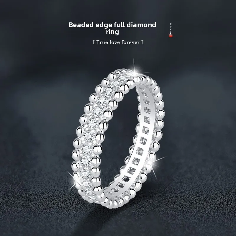 

S925 Silver Starry Moissanite Band Ring - US Size Kaleidoscope Full Pavé Setting