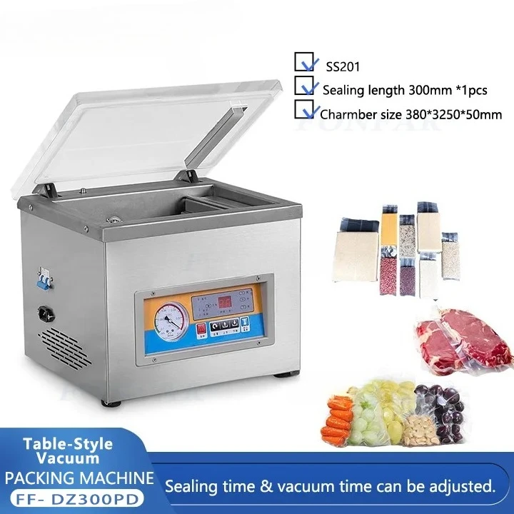 2025 New DZ-300 Electric Table Top Semi-Automatic Professional Single Chamber Vacuum Sealing & Packing Machine