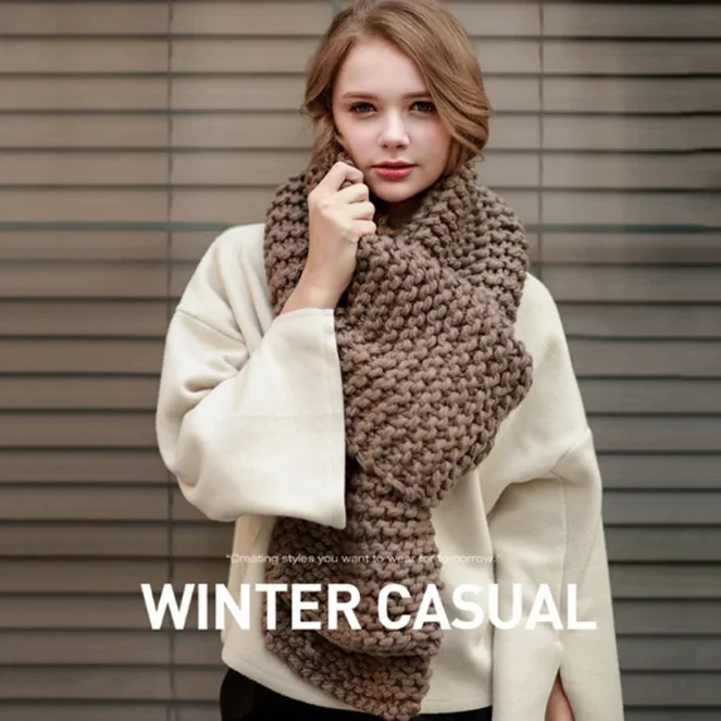 

Новинка 2024, шерстяной шарф ручной работы, женский зимний утолщенный однотонный вязаный теплый шарф для студенческой пары, хаки