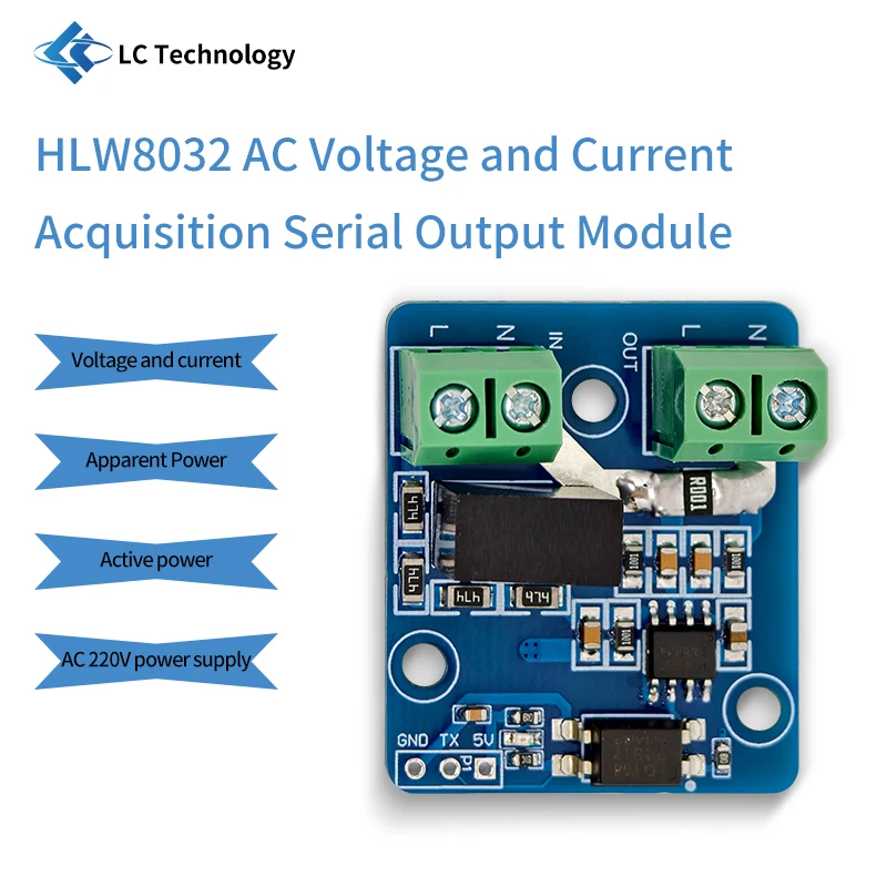 HLW8032 AC Voltage and Current Acquisition Serial Output Module