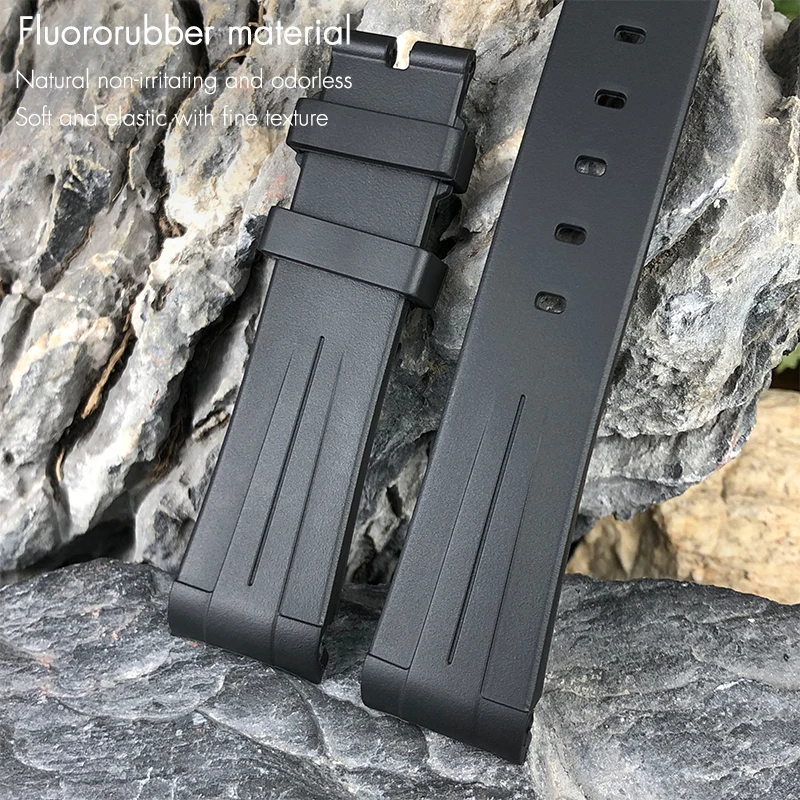 High Quality Fluorous Rubber Silicone Watchband 19mm 20mm Suitable for Rolex Submariner Daytona GMT Master Viton FKM Watch Strap