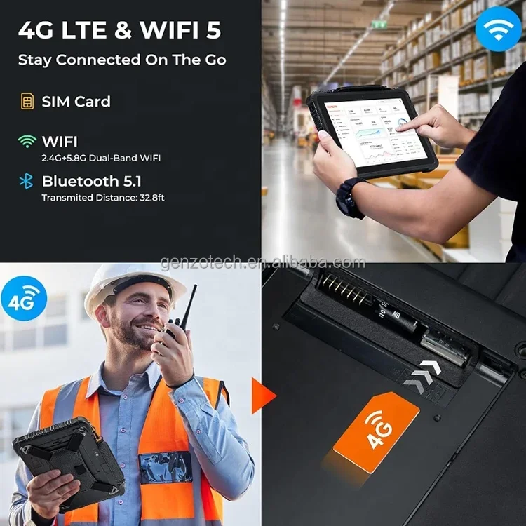 متجر Genzo 10 سنوات قديم مطور 8 بوصة JASPER LAKE N5100 كمبيوتر لوحي صناعي ويندوز 10 نوافذ تابلت متينة