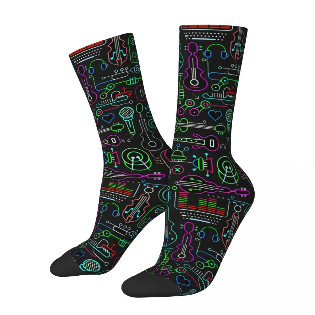 Vintage Step Art Men's Socks Rock And Roll Music Unisex Street Style Pattern Printed Happy Crew Sock Gift