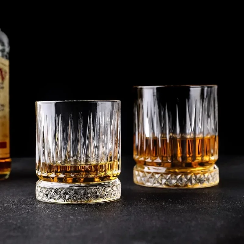 Whiskey Glass with Base Crystal Whiskey Glasses Rotating Spinning Wine Brandy Glass Cup Drinkware for Bar Home coffee cup