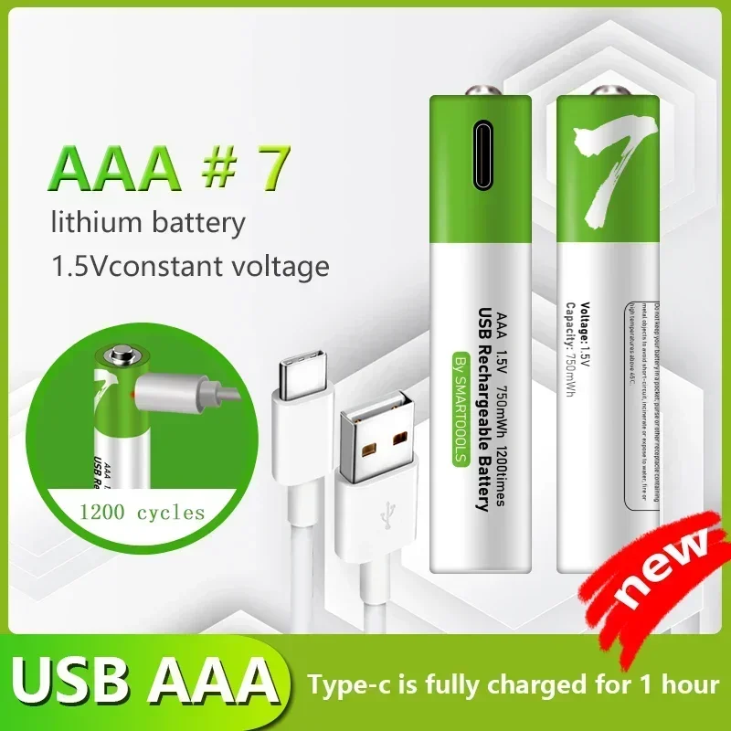 USB 1.5V AAA Rechargeable Batteries 750mAh Li-ion Battery For Remote Control Mouse Electric Toy Battery aaa rechargeable battery