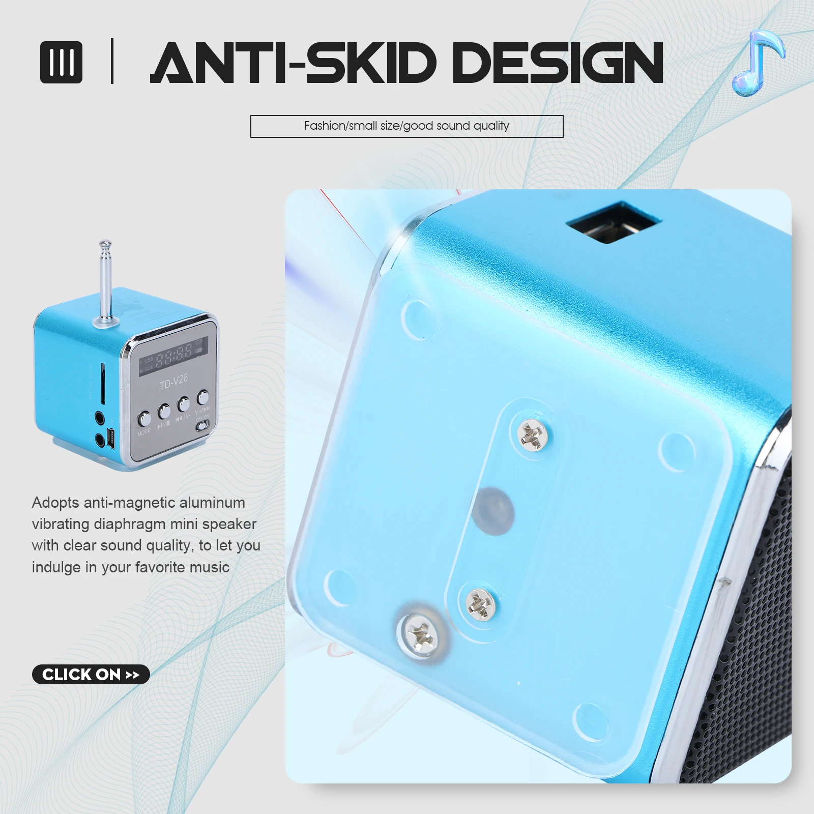 

Mini Portable Digital Speaker Blue Compact Mp3 Mp4 Player Micro USB Disk Fm Radio LED Display Flashing