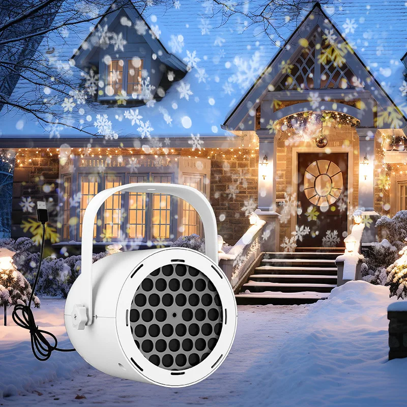 Lumières décoratives de noël LED lumières de Projection de flocon de neige USB Film photo lumières rotatives atmosphère décorative de noël