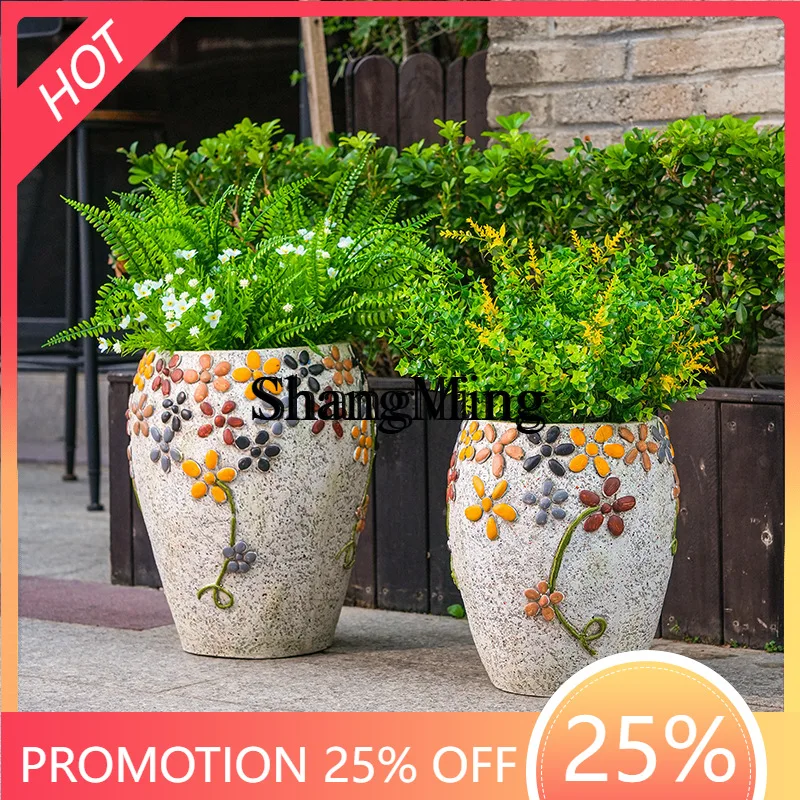 CL  large stone flower pot creative garden decoration ornament yard balcony terrace arrangement