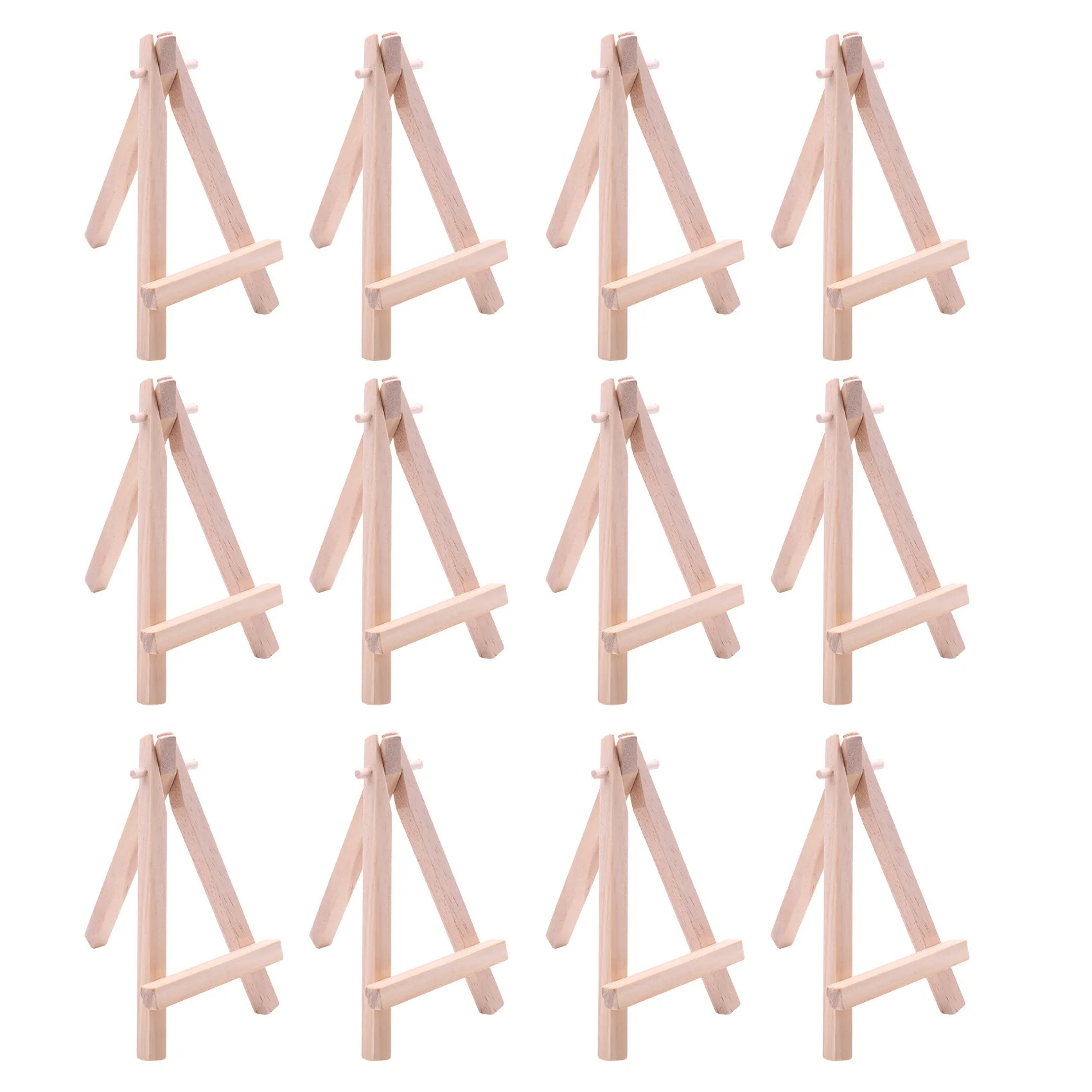 Gfc-12 Pack 5 Inch Mini Wood Display Easel Natural Wooden Tripod Holder Stand for Displaying Small Canvases and Photos