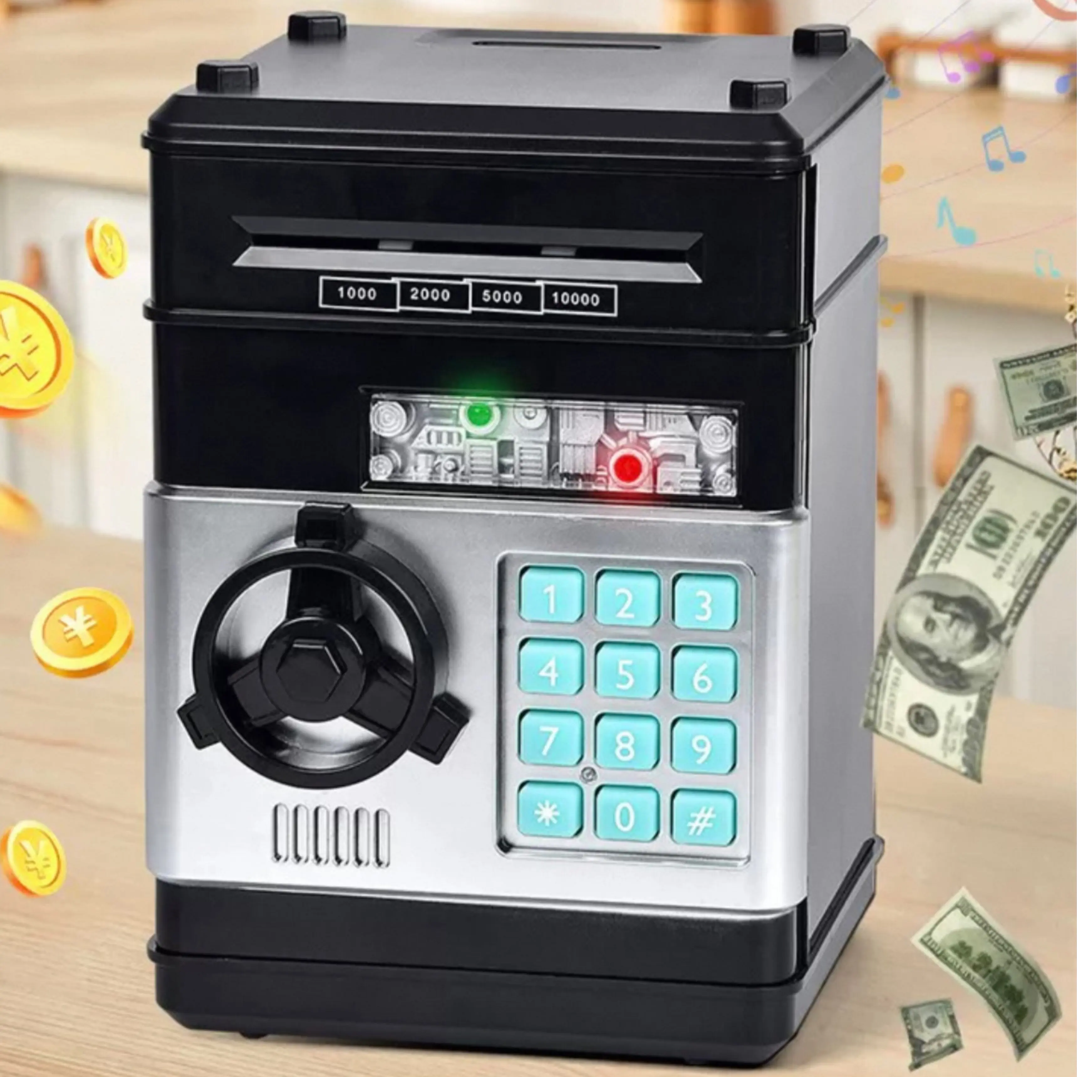 ATM 돼지 저금통 금전 등록기 어린이 미니 금고 동전 교환 소년 소녀 장난감 어린이 돈 절약 기간 놀이 돈