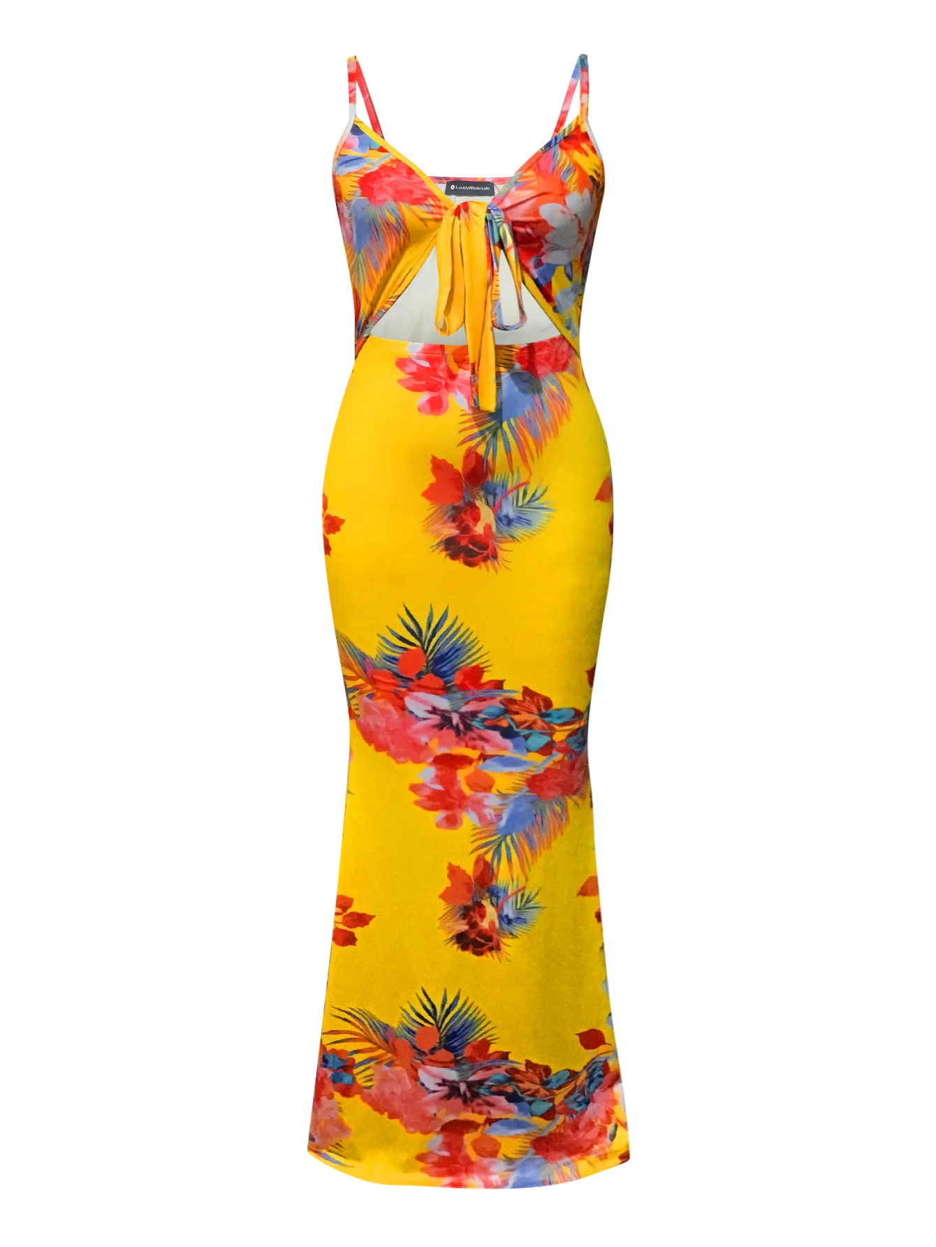 LW SXY-Robe longue découpée à imprimé floral pour femmes, robes de vacances tropicales, longueur au sol, nouveau, été, 2024