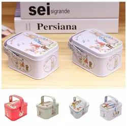 Handheld Easter Tin Metal Rabbit Storage Box Candy Box Tinplate Cookie Gift Box Easter Supplies
