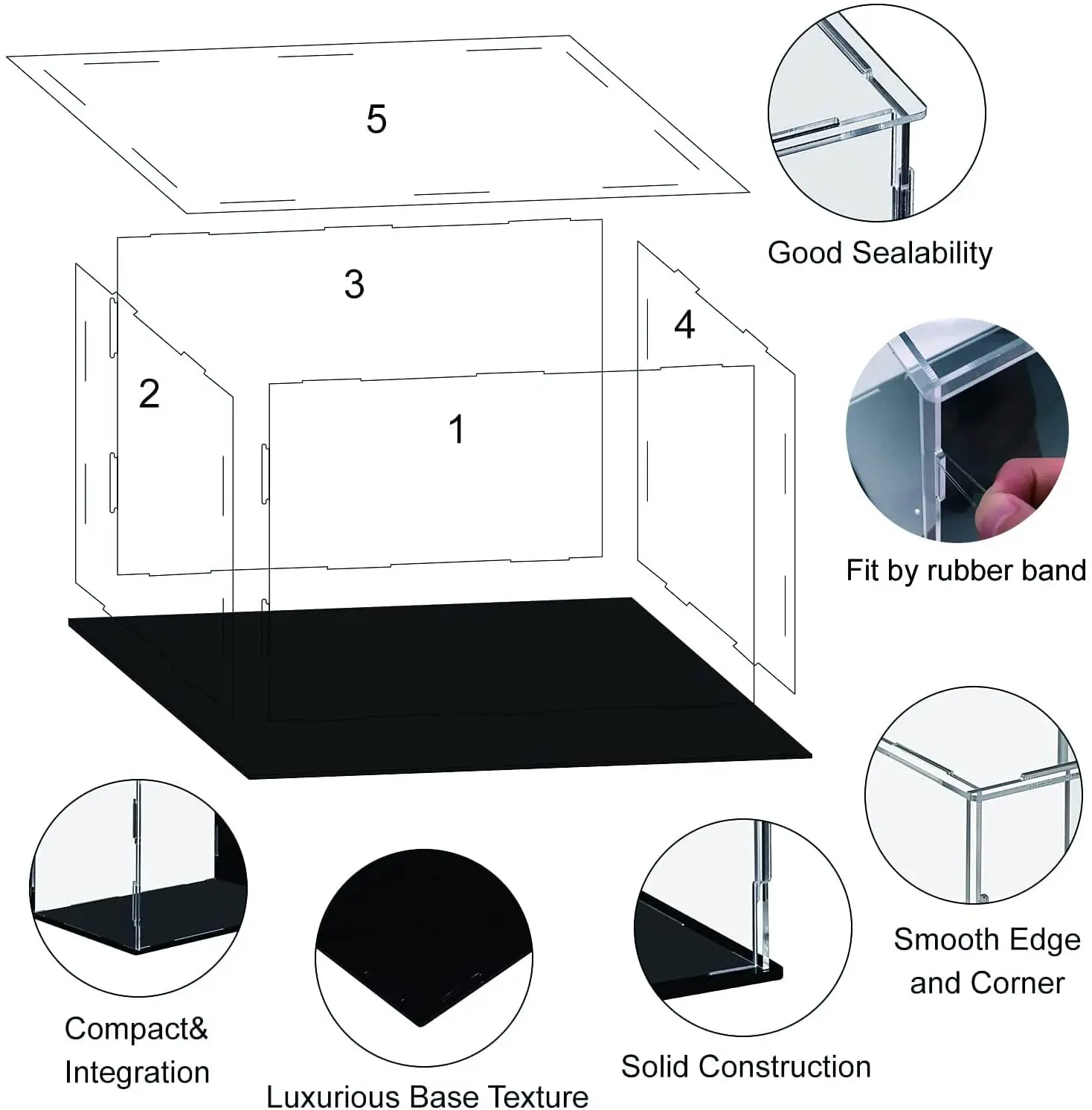 Acrylic Display Case Figures Storage Box Clear Small Assemble Dustproof Showcase for Building blocks ,Toy Dolls,Car Model