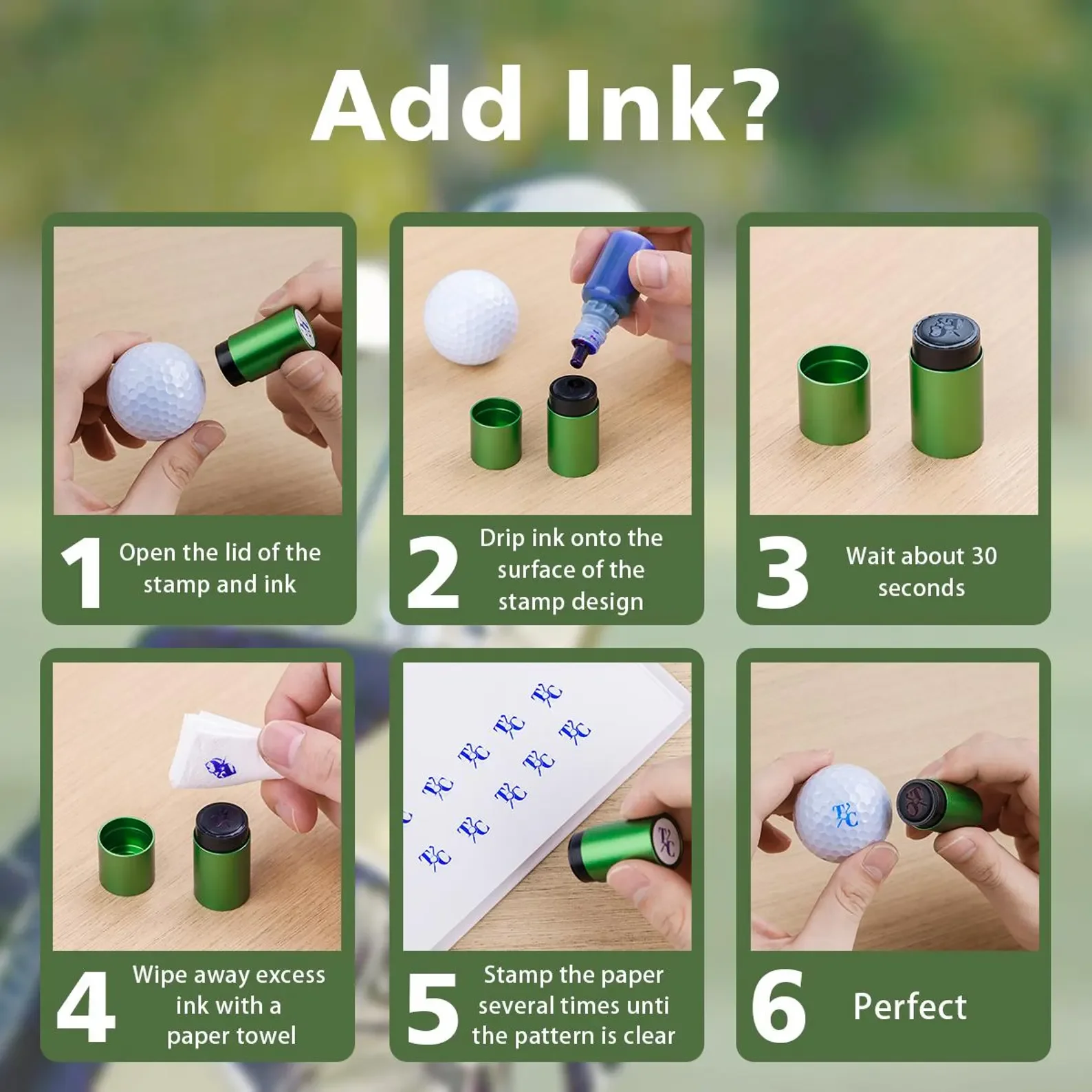 Custom Golf Ball Stamp Personalized Photo Pet Face Logo Stamper Fast Dry Ink Reusable Portable Golf Accessory Gift