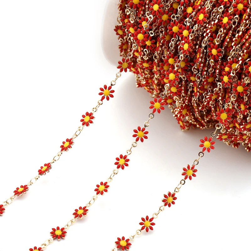 1 metres/strip 8 colors Daisy copper Chain for Jewelry Making DIY Necklace Chains Foot chain accessories Y20