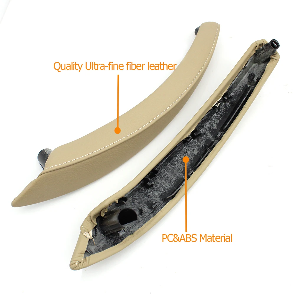 Interior Car Left Right Passenger Door Handle Leather Cover Trim Replacement For BMW X5 X6 E70 E71 E72 2007-2013