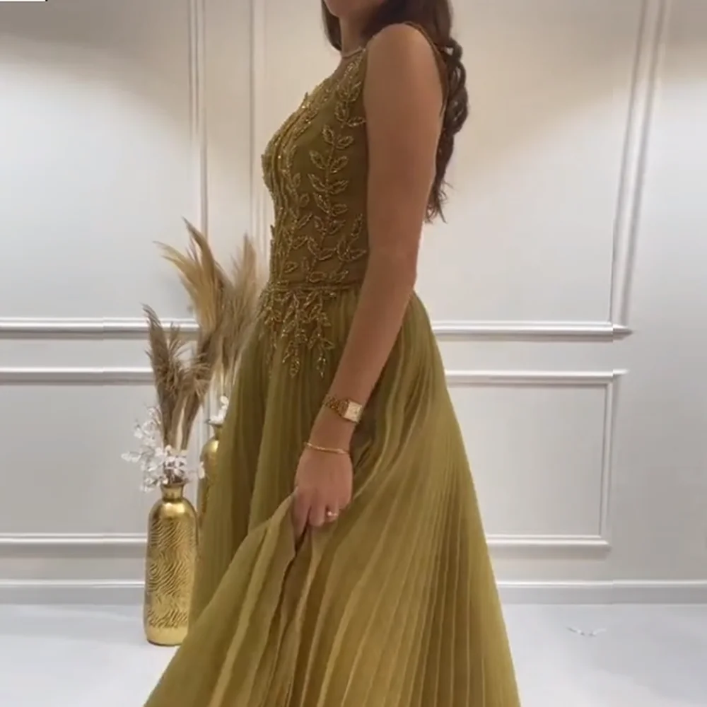 A-line Exquisite Embroidery O-neck Sleeveless Regular Straps Zipper Up Floor Length Women Evening Dress Prom Gown New 2023