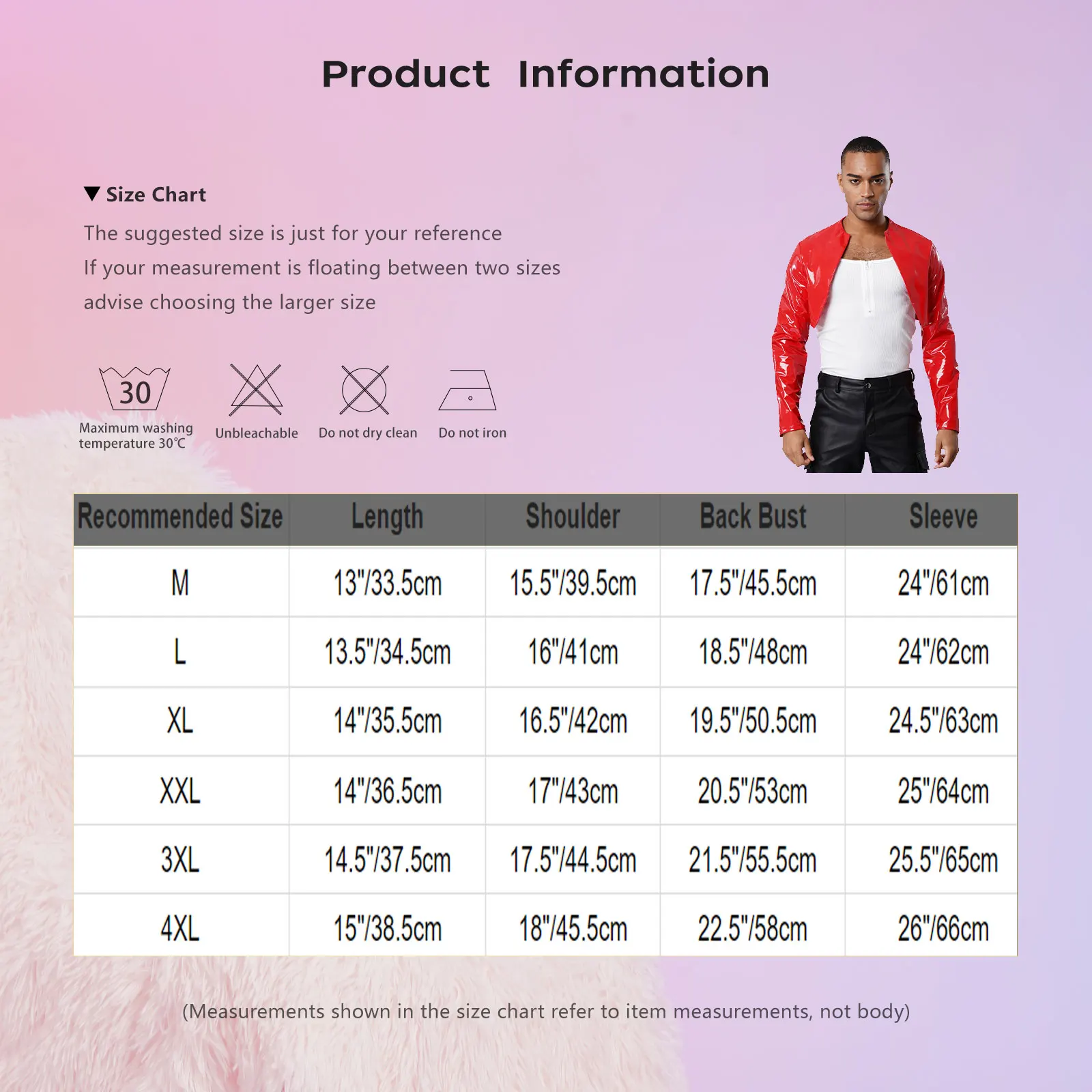 Men PU Leather Jackets Coast Long Sleeve Mini Unlined Motor Biker Singer Musical Performance Jackets for Party Disco Dance Coats