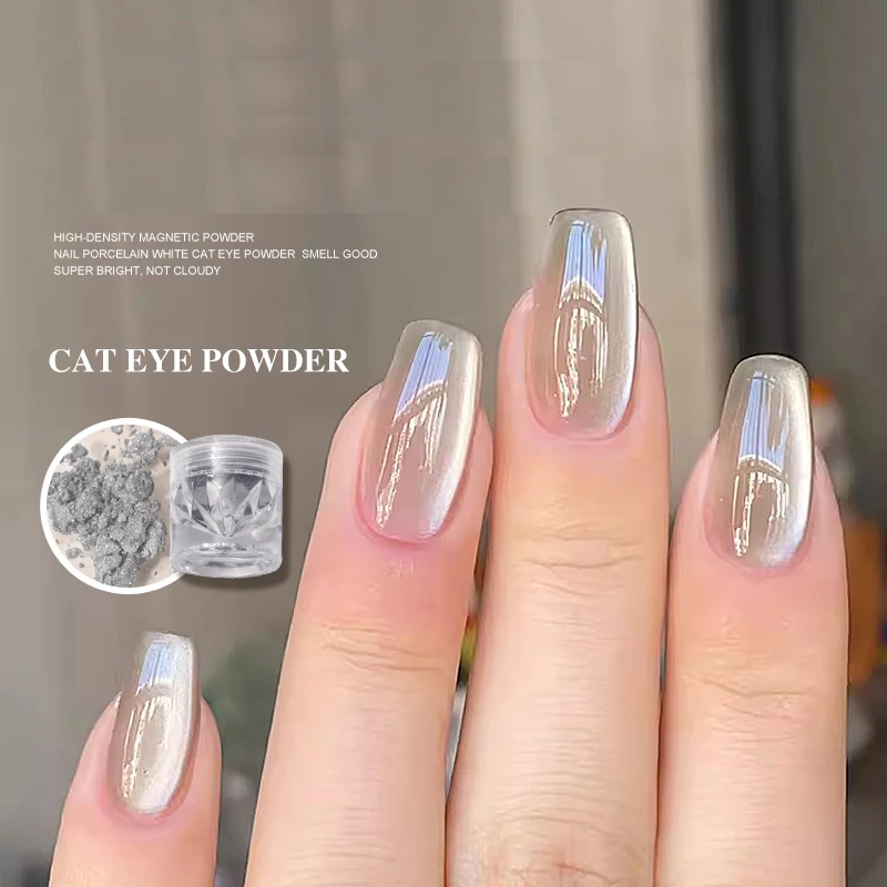 Upgrade fluwelen Cat Eye magnetisch poeder porselein wit 9D-effect passend bij elke kleuren DIY Nail Art decoratie chroompigment