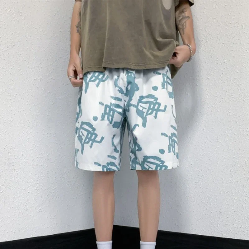 

Мужские короткие брюки, пляжные свободные белые мешковатые шорты с широкими шнурками и карманами Xl оптом, летние персонализированные модные мужские шорты