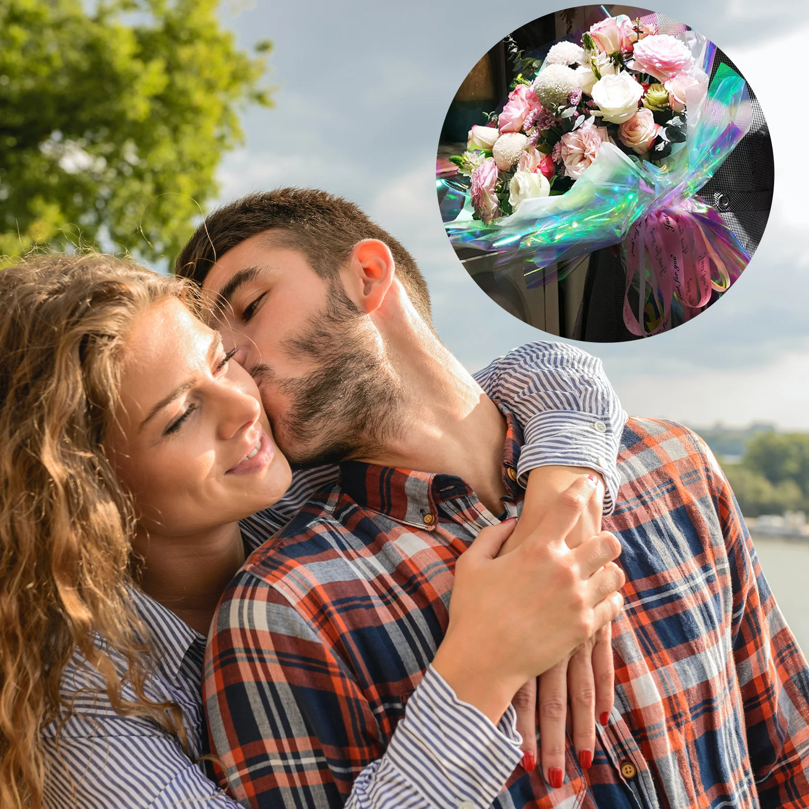 

1Pcs Shimmering Holographic Wrapping Film Luxury Gold Tone Paper for Special Occasion Present Bouquet Wedding Event Decoration