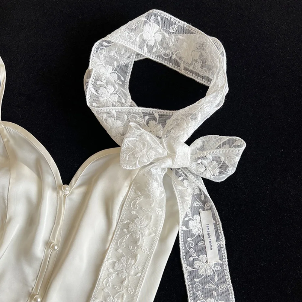 

Elegant Flower Lace Neck Strap Transparent Korean Style Hair Band Dressing Decoration Neckerchief Long Ribbon Wedding