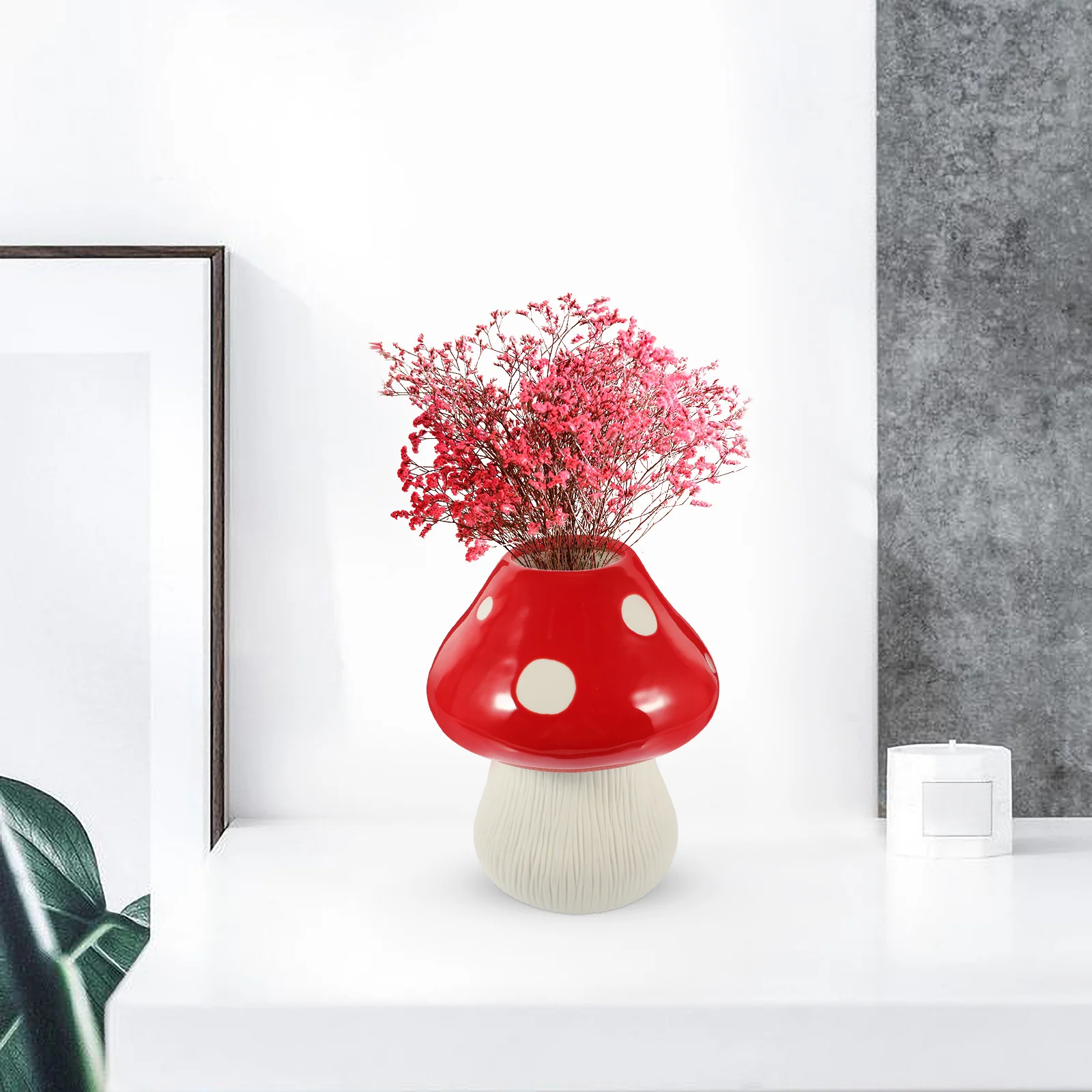 

Ceramic Mushroom Vase Modern Style Flower Arranging Container for Living Room Bookshelf Wine Cabinet Decoration Dried Floral