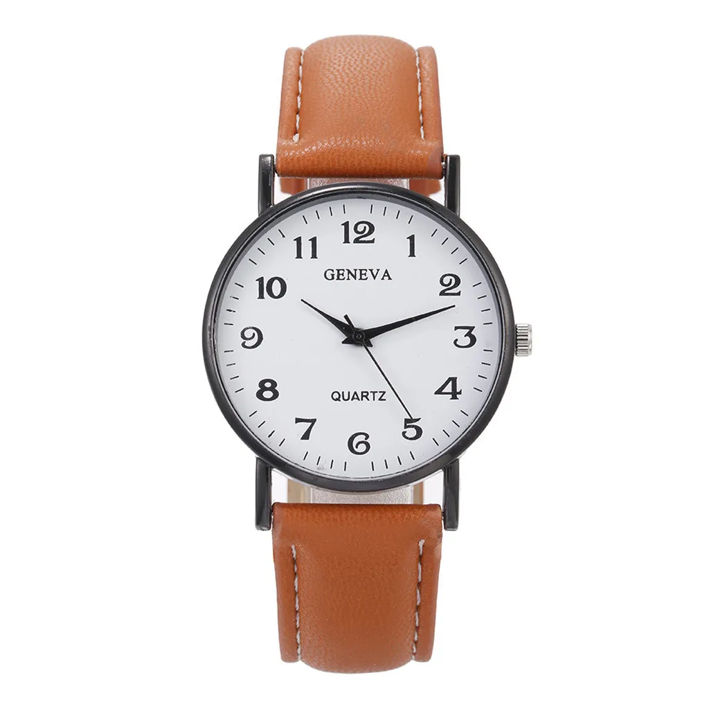 Eenvoudige Horloges Voor Mannen Vrouwen Casual Quartz Horloge Mode Lederen Polshorloge Rond Digitale Wijzerplaat Horloges Montre Femmes