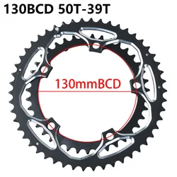 130 BCD Double Chainring 39/50T Road Bike Chain Ring Aluminum Alloy 10/11 Speed Folding Bicycle Chainwheel Disc 2*10/11 Crankset