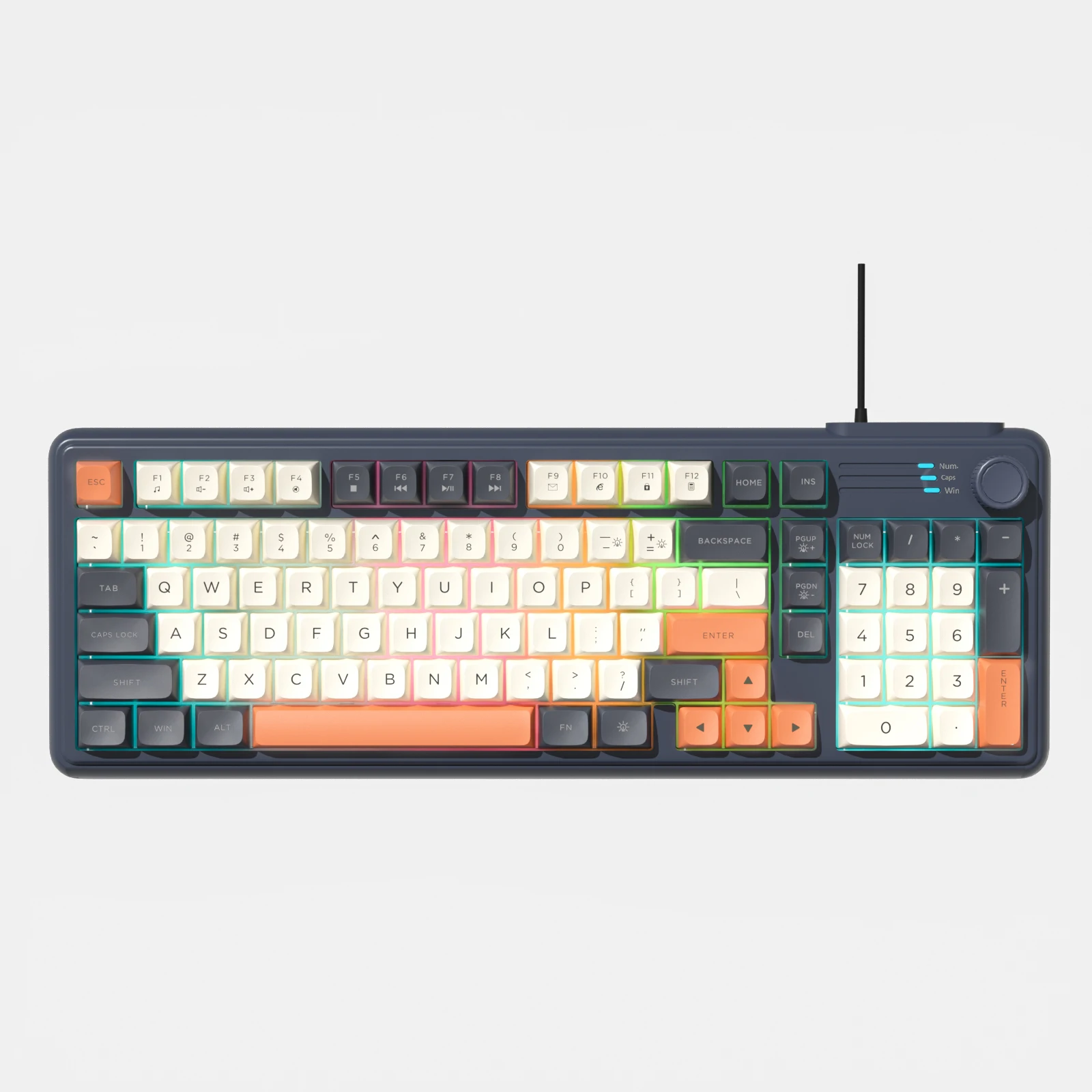 

Проводная механическая клавиатура TKL — бесшумные красные переключатели, эргономичный дизайн, колпачки для клавиш с цветными блоками, водонепроницаемые для игр/офиса (ПК/М)