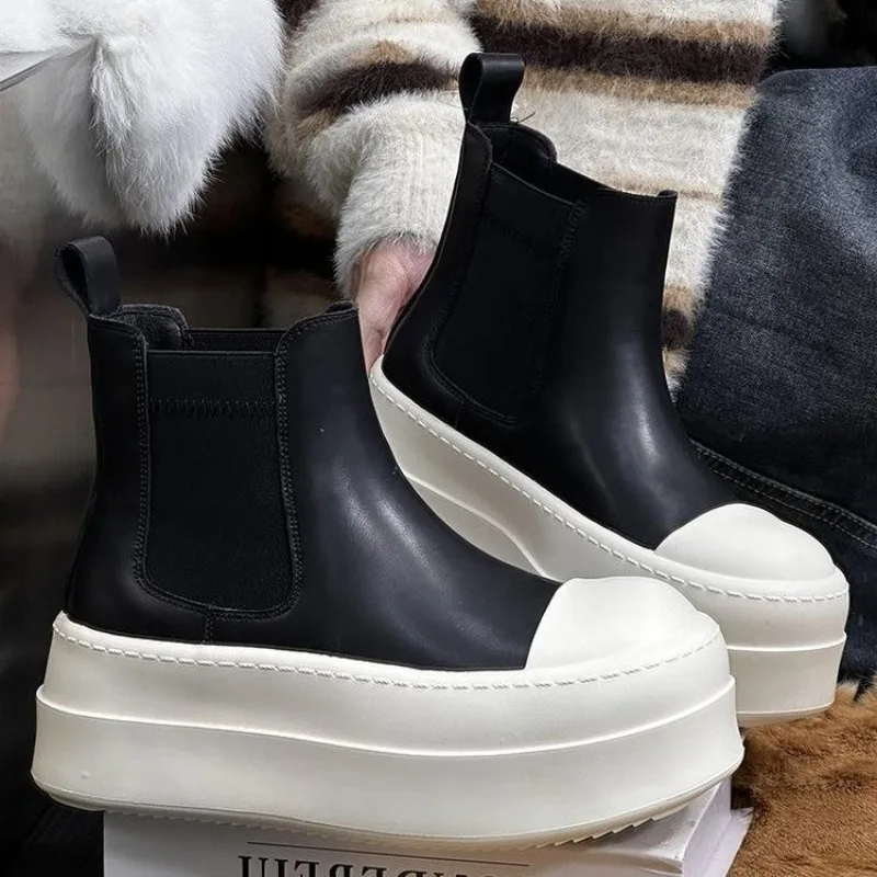 

Short Chelsea Boots for Women, 2026 Spring New Fashion, Sponge Cake Thick Soled Slim Boots, Horse Boots, Women's Chimney Boots