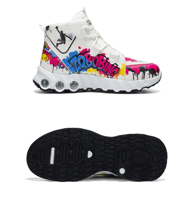 Frühling und Herbst Neuer Stil Farbblockierende Trendige Laufschuhe, Übergrößen Herrenschuhe, High-Top Dicksohlige Freizeitschuhe, Vielseitige Sportschuhe – Detail 29