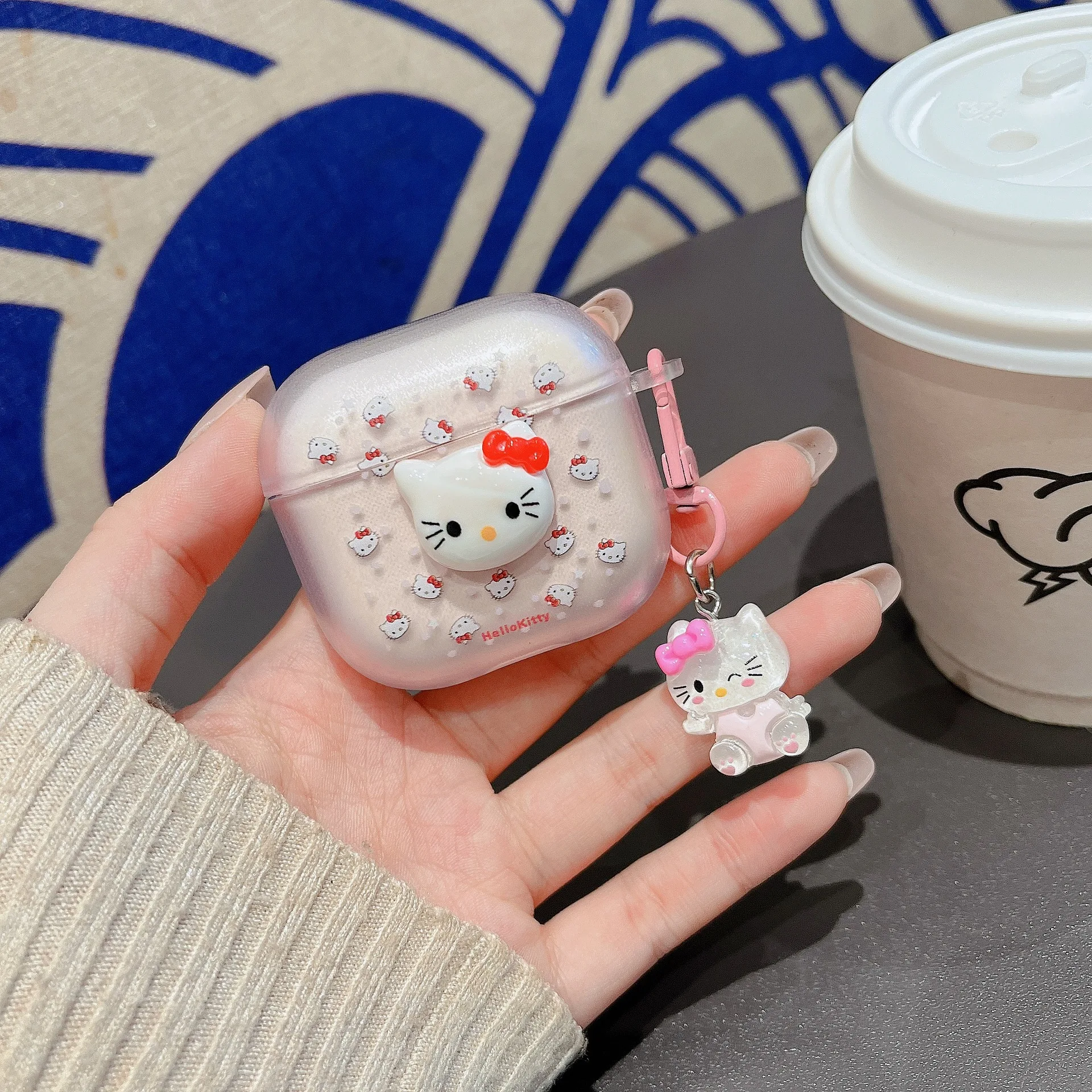 

3D Cute Hello Kitty Cat Earphone Case for Airpods 4 Pro Pro2 Wireless Bluetooth Headset Protective Cover With Keyring