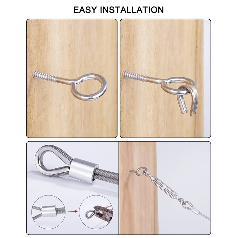 

AC17-304 Stainless Steel Tension Wire Steel Wire Covered With Eyelet Tensioning Kit, Turnbuckle