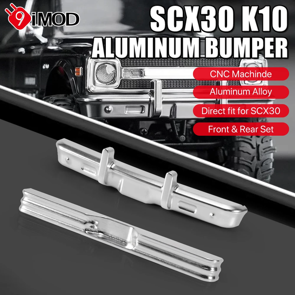 9IMOD SCX30 Front Rear Bumper Set for 1/30 Axial SCX30 K10 RC Crawler Aluminum Chrome Metal Upgrade Accessories