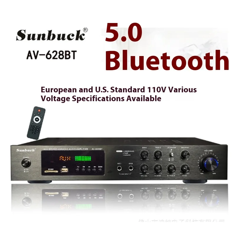 

628BT 110/220V Dynamic Screen Sound Amplifier HiFi Stereo Digital Bluetooth Amplify For Home Car Karaoke theater Max 2500W