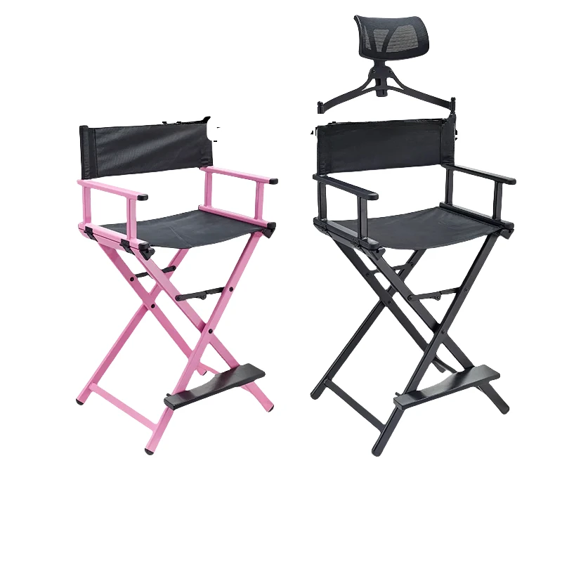 Aluminum Alloy Folding Makeup Chair Lightweight Outdoor Portable Folding Stall Barber Director Backrest Headrest Chair